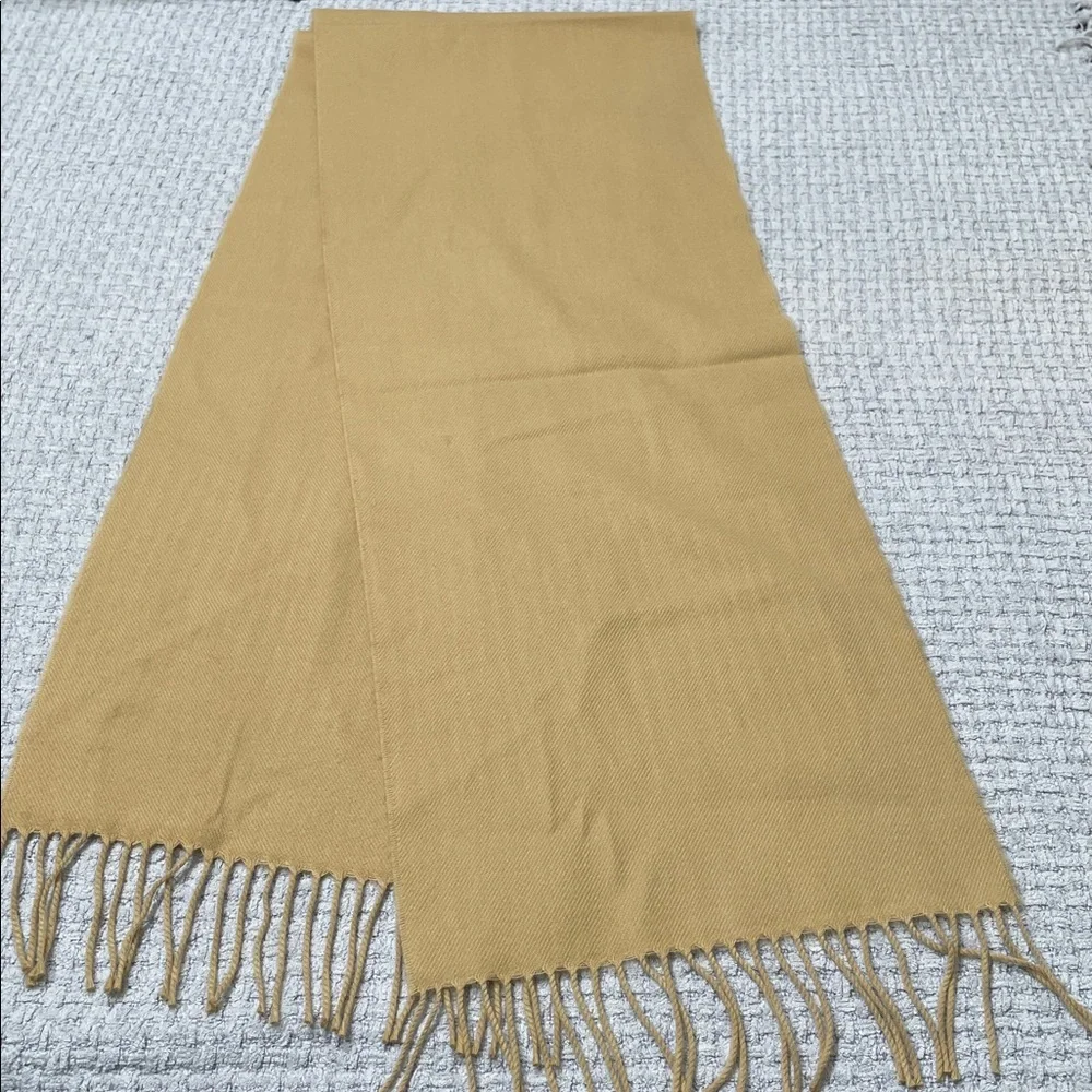 100% Cashmere Scarf Tan with Tassels Fringe
